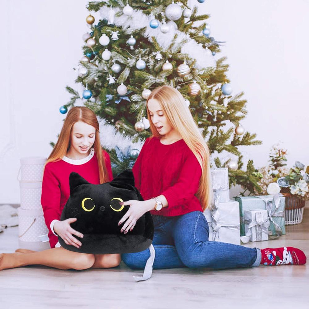 bisceolife plush toy black cat, cat plush toy pillow, creative cat shape pillow, cute cat plush toy gift for girl boy girlfri