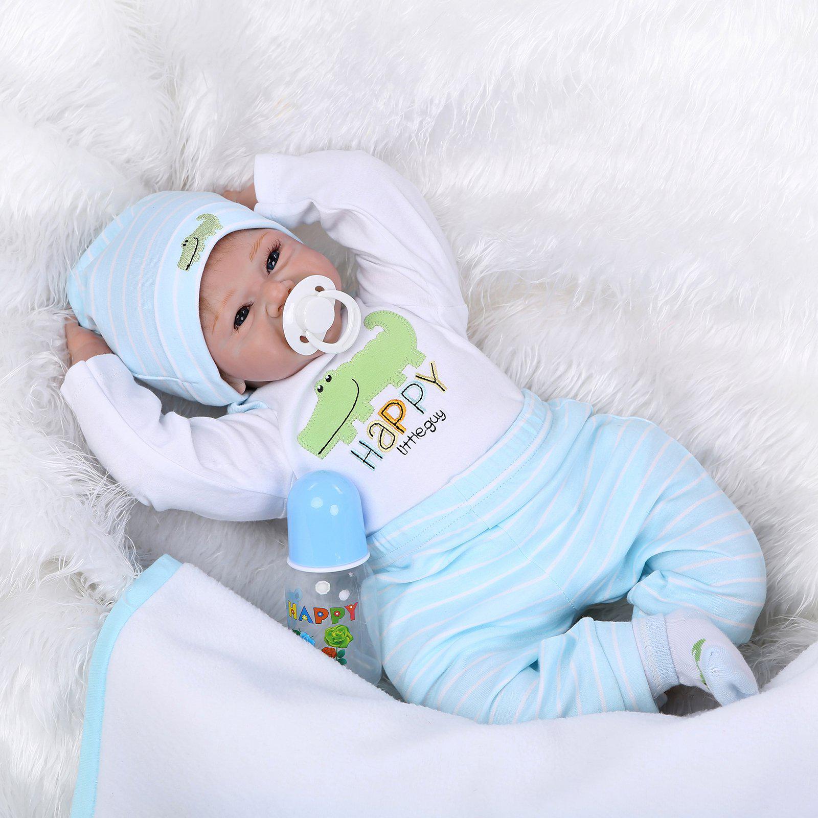 medylove reborn baby dolls' suits reborn baby clothing sets for 20"- 22" inches dolls reborn doll baby boy clothing light blu