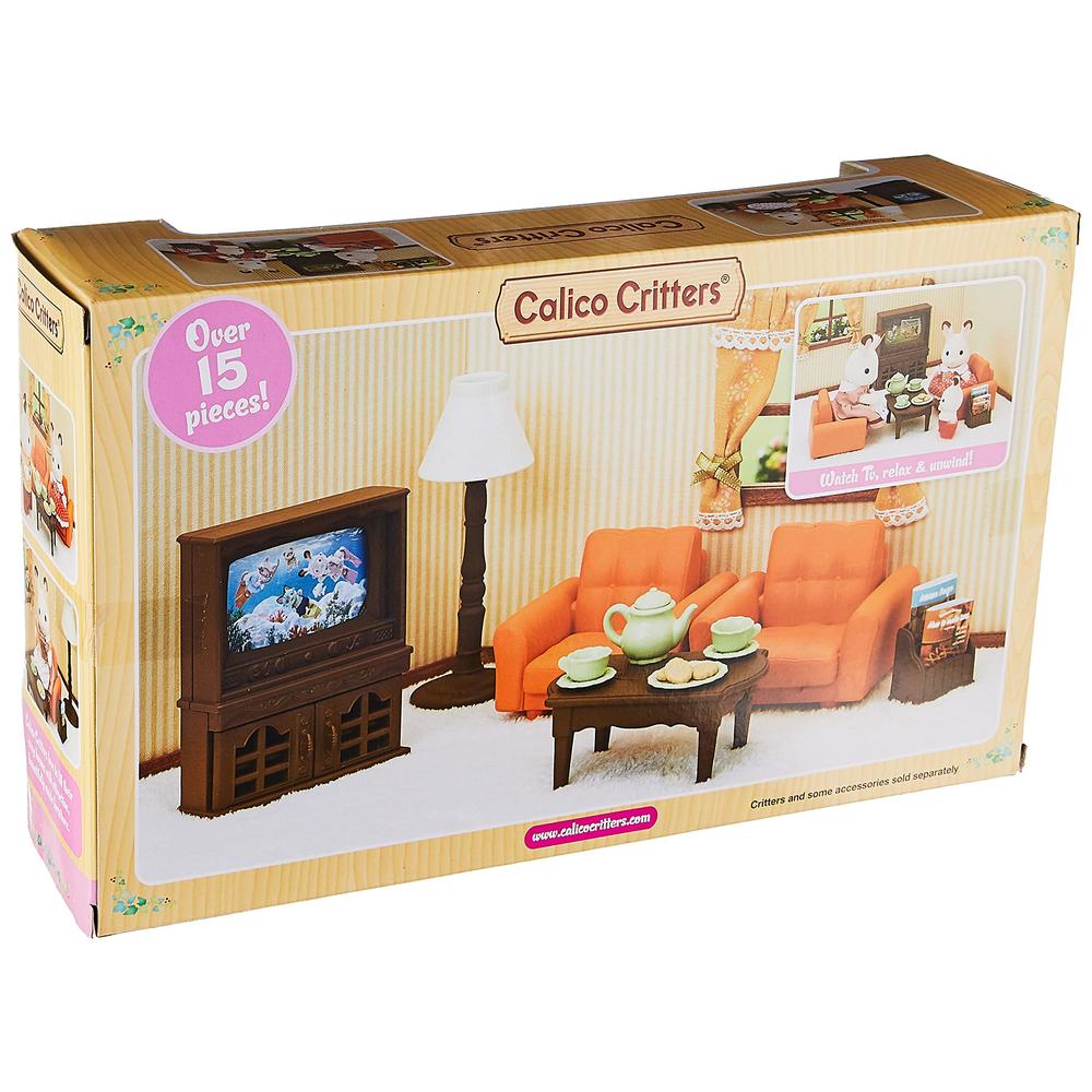 calico critters lounging living room set, dollhouse furniture set