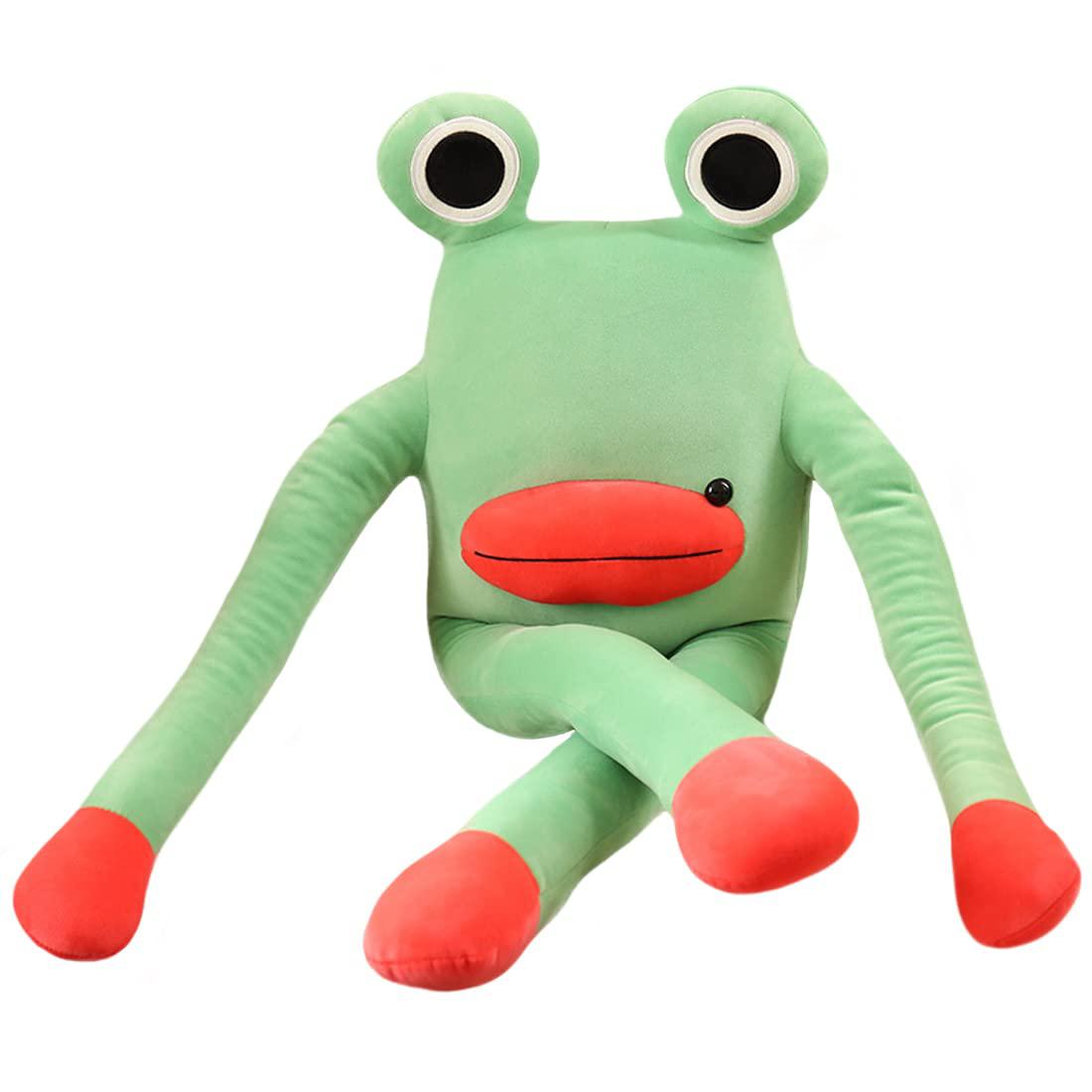 elainren lovely frog couple stuffed kawaii frog plush soft hugglable pillow, 23.6 inch green frog big plushie adorable frog d