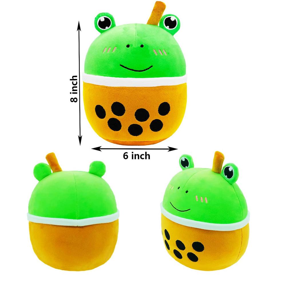mr.shine rominvic boba frog plush,10'' super soft frog stuffed animal, boba cute plushie frog decoration gifts for kids girls boys