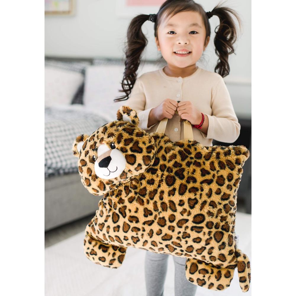 animal adventure | wild for style| character cuddle combos | 2-in-1 stow-n-throw cuddle bud with carrying handle & zipper pou