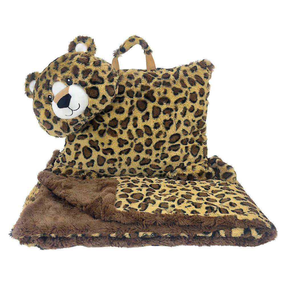 animal adventure | wild for style| character cuddle combos | 2-in-1 stow-n-throw cuddle bud with carrying handle & zipper pou