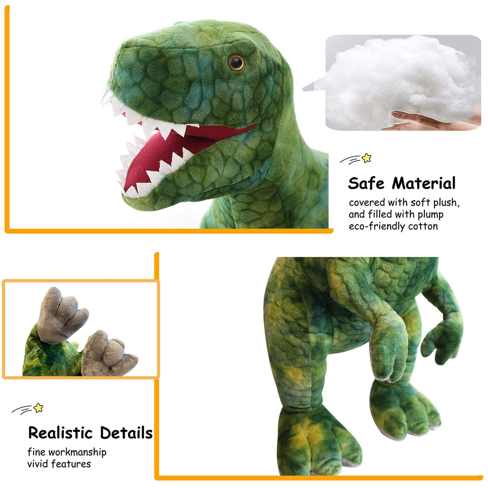 seyomi 23.6 inches cute large simulation dinosaur stuffed animal trex plush doll sleeping pillow for children for kids home d