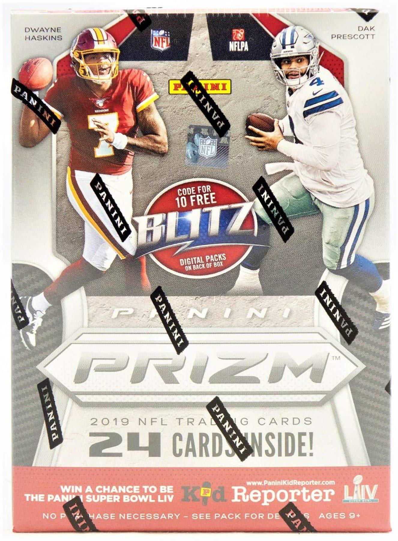 Unopened Box of Packs 2019 panini prizm football unopened blaster box of packs with one memorabilia card and 3 exclusive lazer parallels in each bo