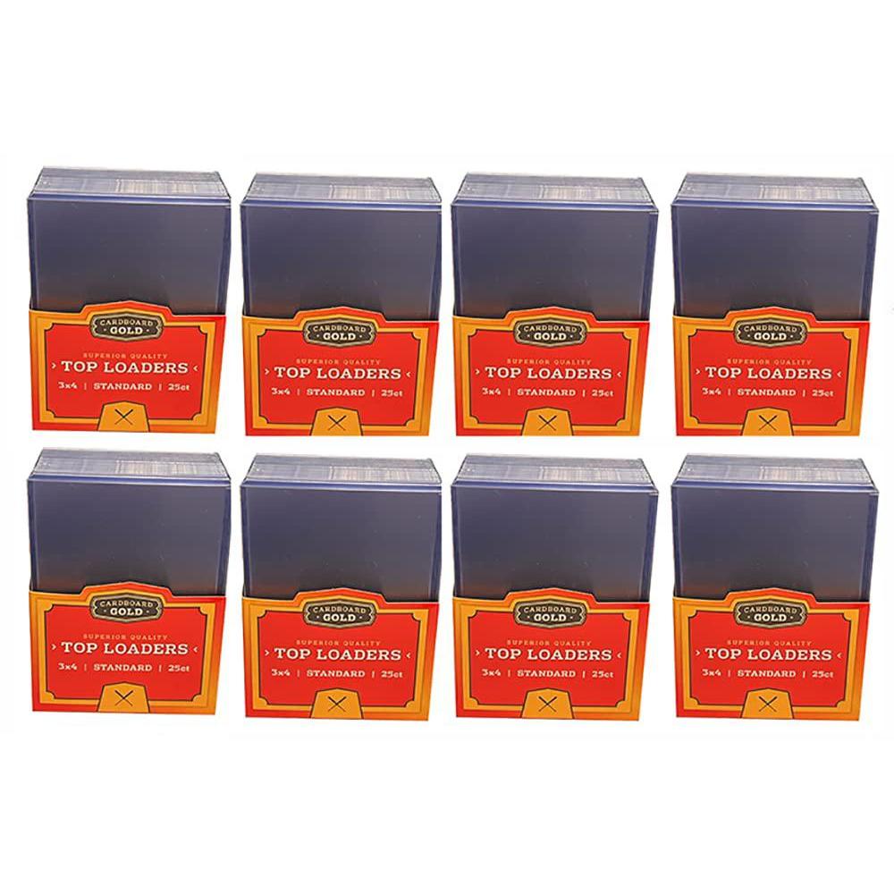 cardboard gold top loaders for cards (8 packs of 25ct) - premium baseball card protectors, sports card holder, hard plastic c