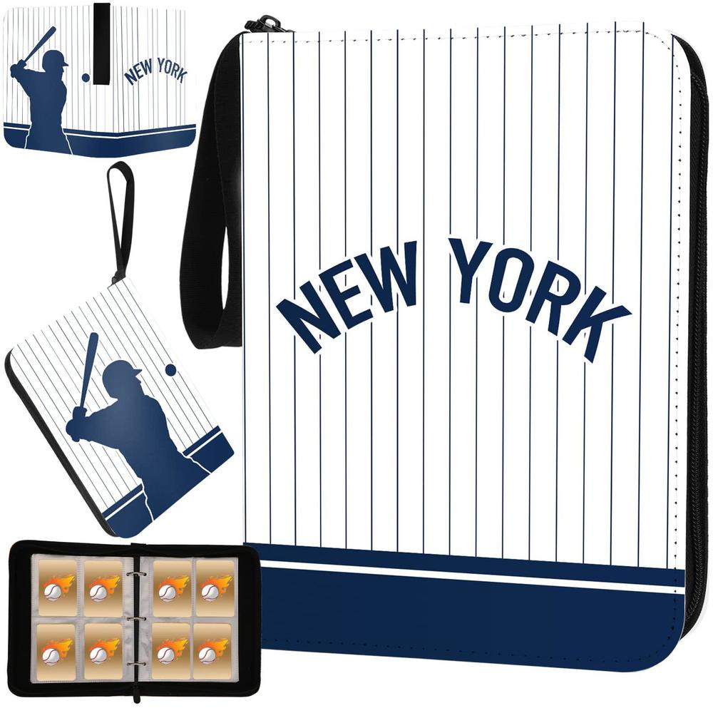 KivolFun baseball card binder with sleeves 400 pocket, baseball card holder for trading cards baseball collector album new york sports