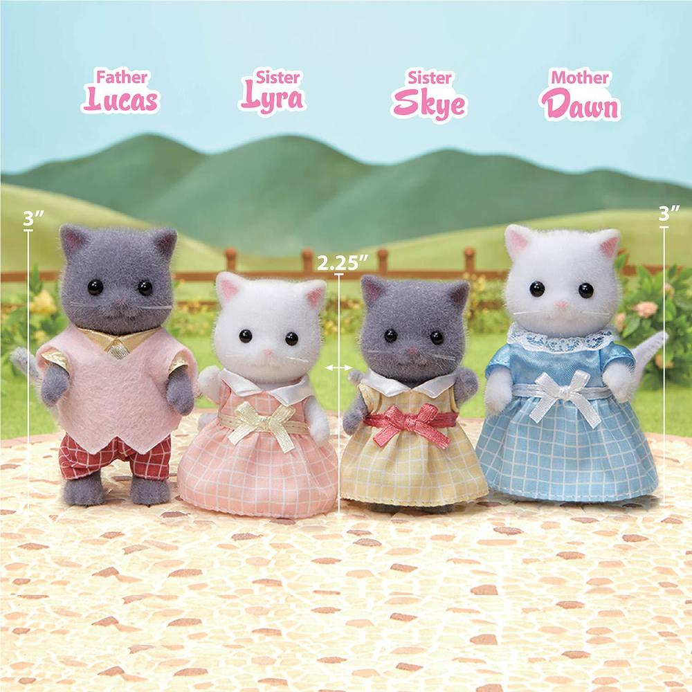 calico critters, persian cat family, dolls, dollhouse figures, collectible toys, 3 inches, multi