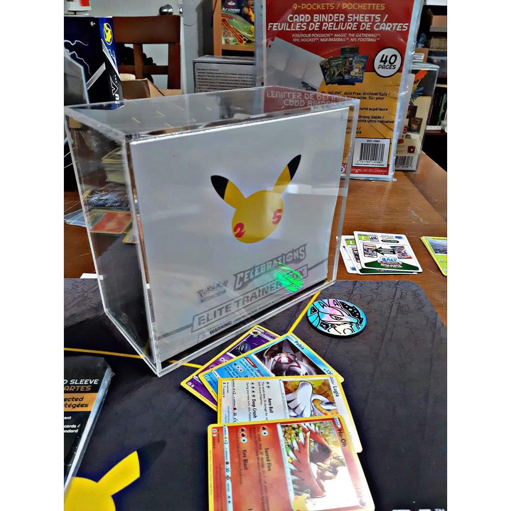 evoretro clear acrylic display case compatible for pokemon elite trainer box-uv-resistant pokemon etb protective case with sl