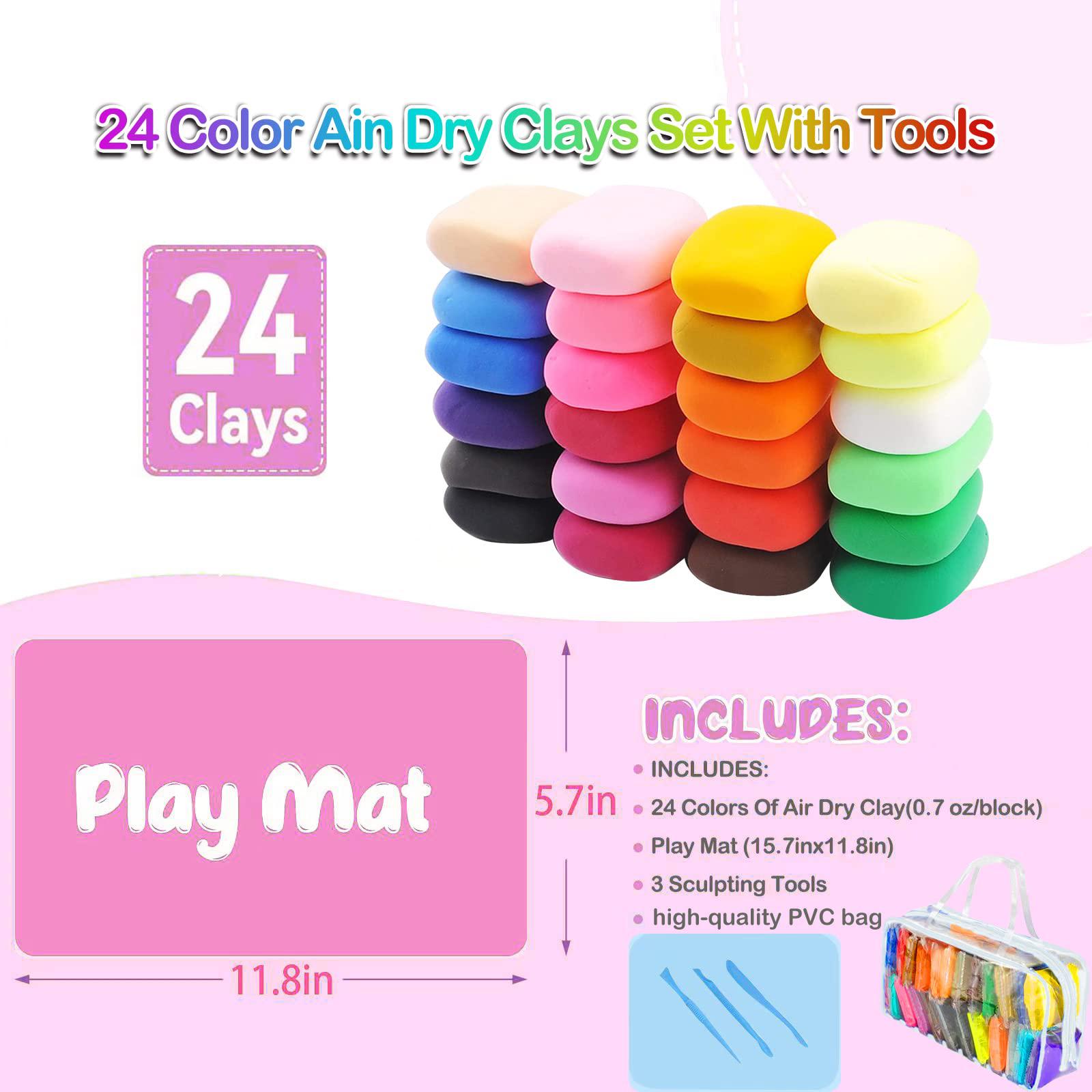 beandoo air dry clay for kids, air dry clay 24 colors, modeling clay for  kids with