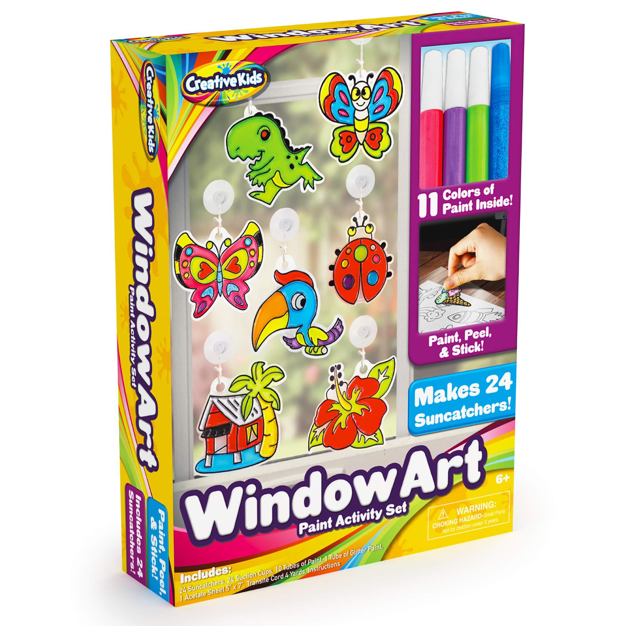 CREATIVE KIDS creative kids window paint art kit - make your own suncatchers  set - 24 sun catchers, 24 suction cups & 11 paints - suncatche