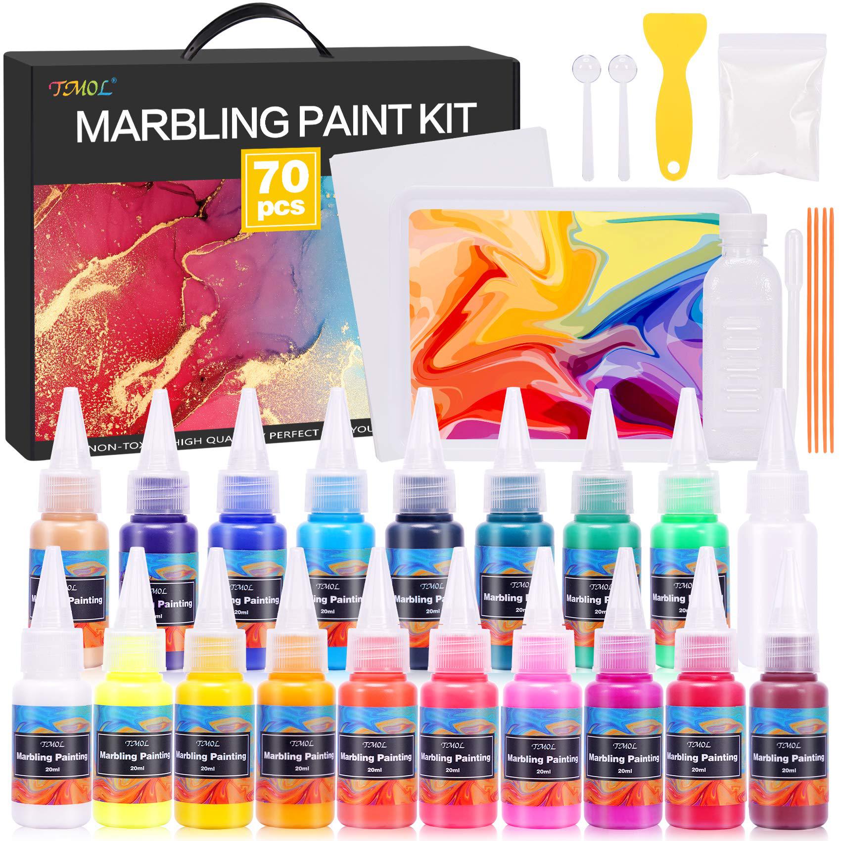 TMOL tmol marbling paint art kit, 18 colors water marbling kit