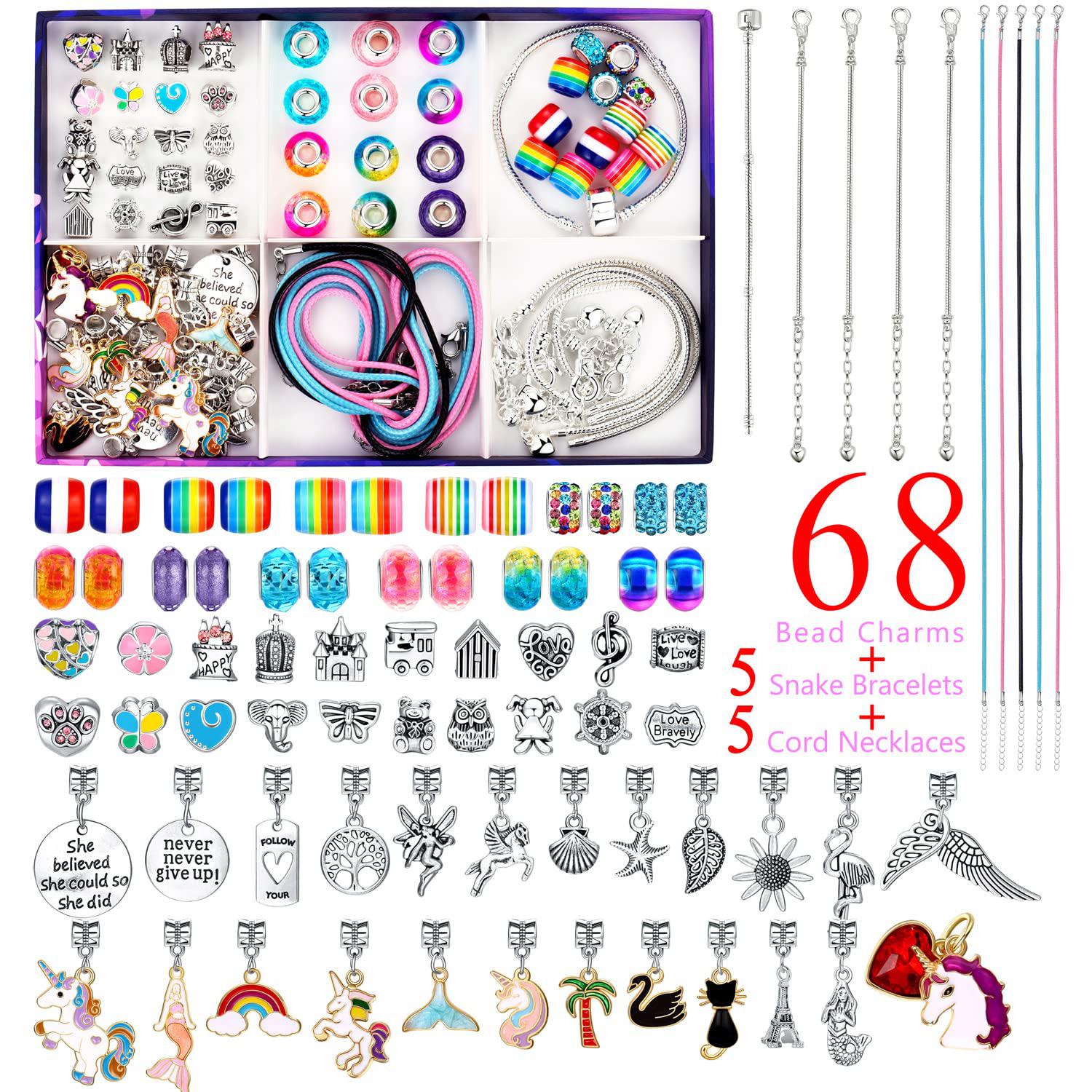 divas mode charm bracelet making kit for girls, unicorn/mermaid toys gifts  for girls age 6
