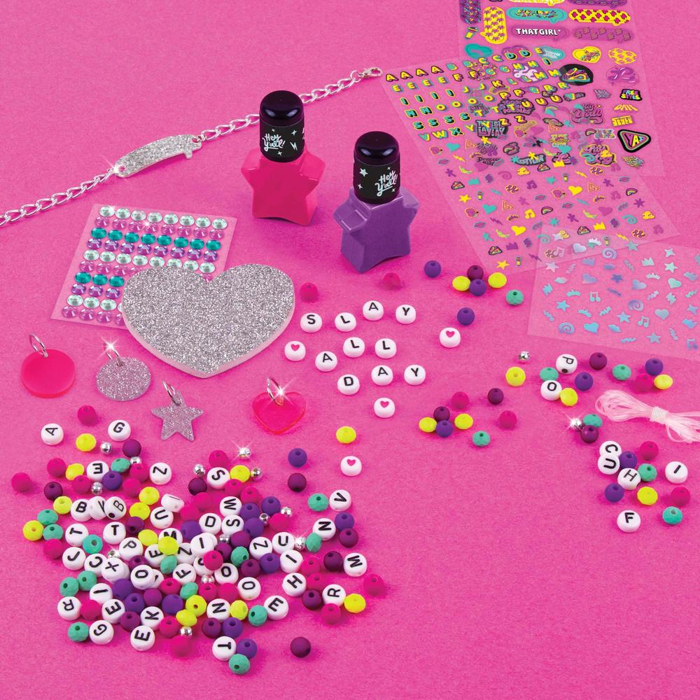 make it real that girl lay lay express yo self nail art & diy bracelet kit with kids nail art kit & beads for jewelry making 