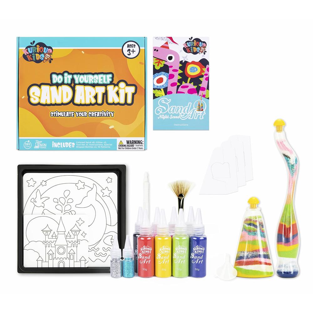 kurious kids sand art kit for ages 3 to 10