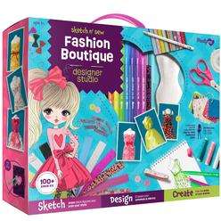 Pretty Me fashion design studio - sewing kit for kids - girls arts & crafts kits age 6, 7, 8, 9, 10-12 - learn to sketch & sew with rea