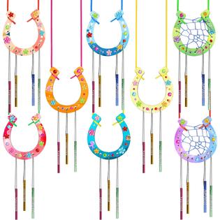 Fennoral fennoral 16 pack wind chime kit for kids make your own horseshoe  wind chime wooden arts and crafts for girls boys ornaments d