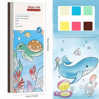 amind4u pocket watercolor painting book, watercolor painting book, pocket watercolor  book for kids travel art kit