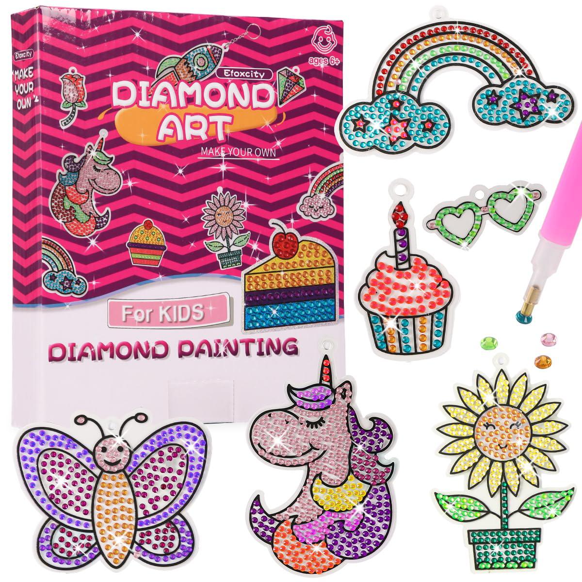 efoxcity gem arts and crafts for girls and boys, gem art kids diamond painting kit,diy birthday gifts crafts for girls boys a