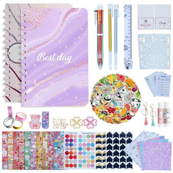 Suziko suziko 2-pack diy journal kit, journal for girls ages 8-12, tween  girls trendy stuff, a birthday gift for girls aged 8-12, be