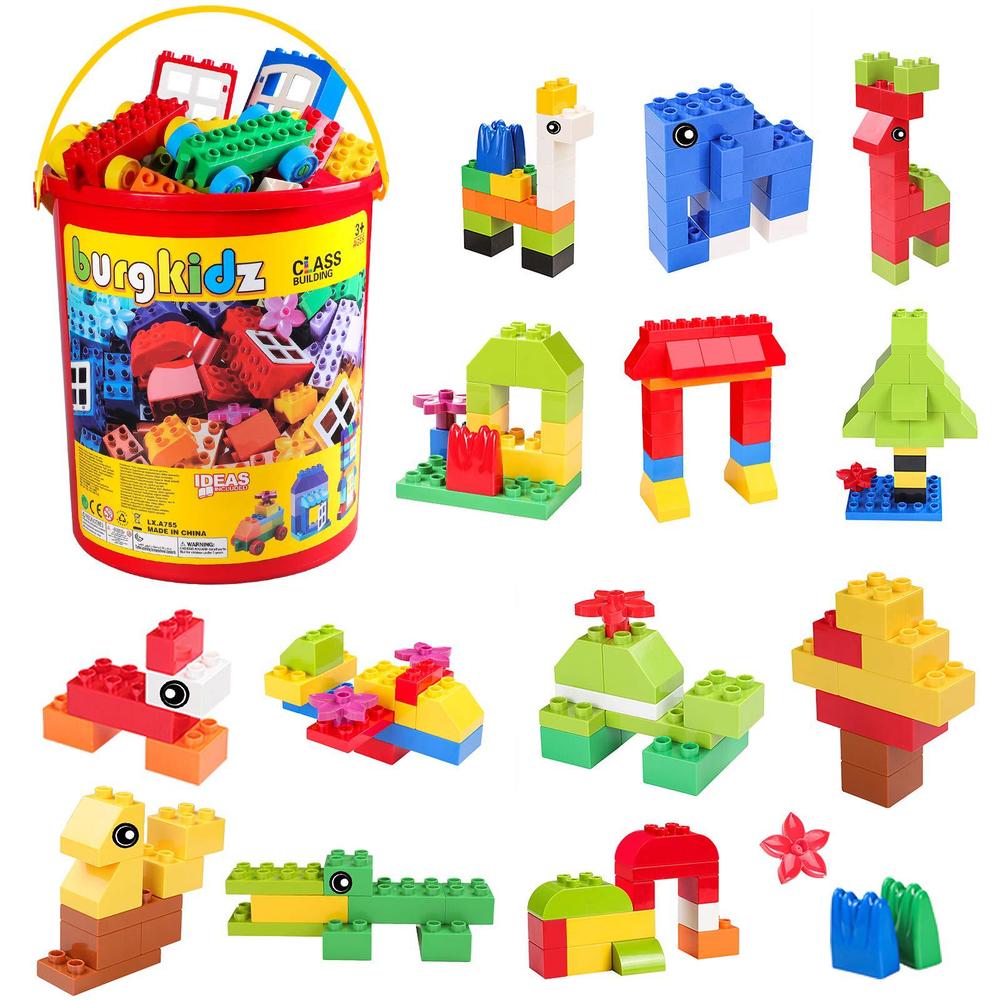 burgkidz big building block set - 214 pieces toddler educational toy classic large size building block bricks - 13 fun shapes