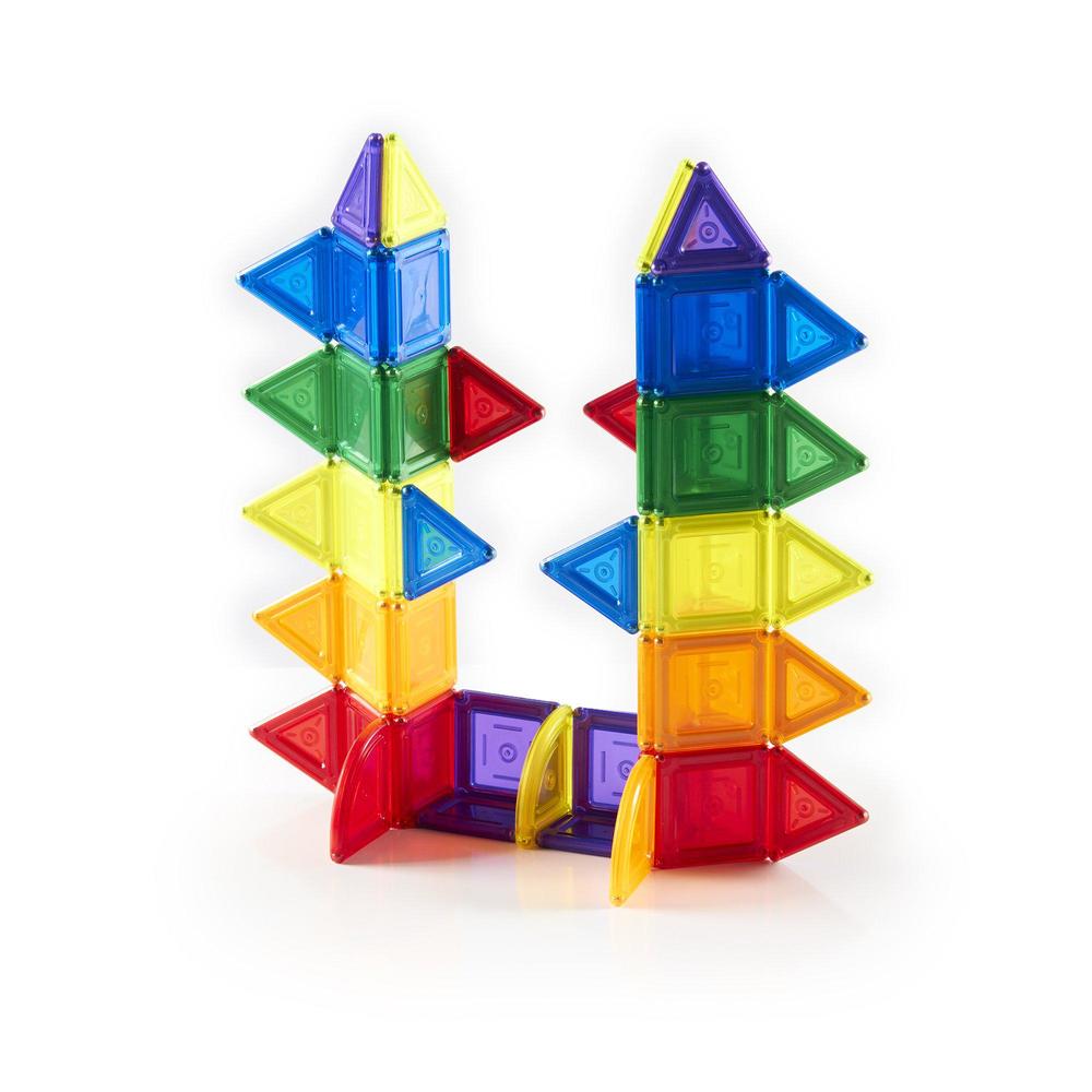 guidecraft powerclix solids magnetic building blocks set, 70 piece magnetic tiles, stem educational construction toy