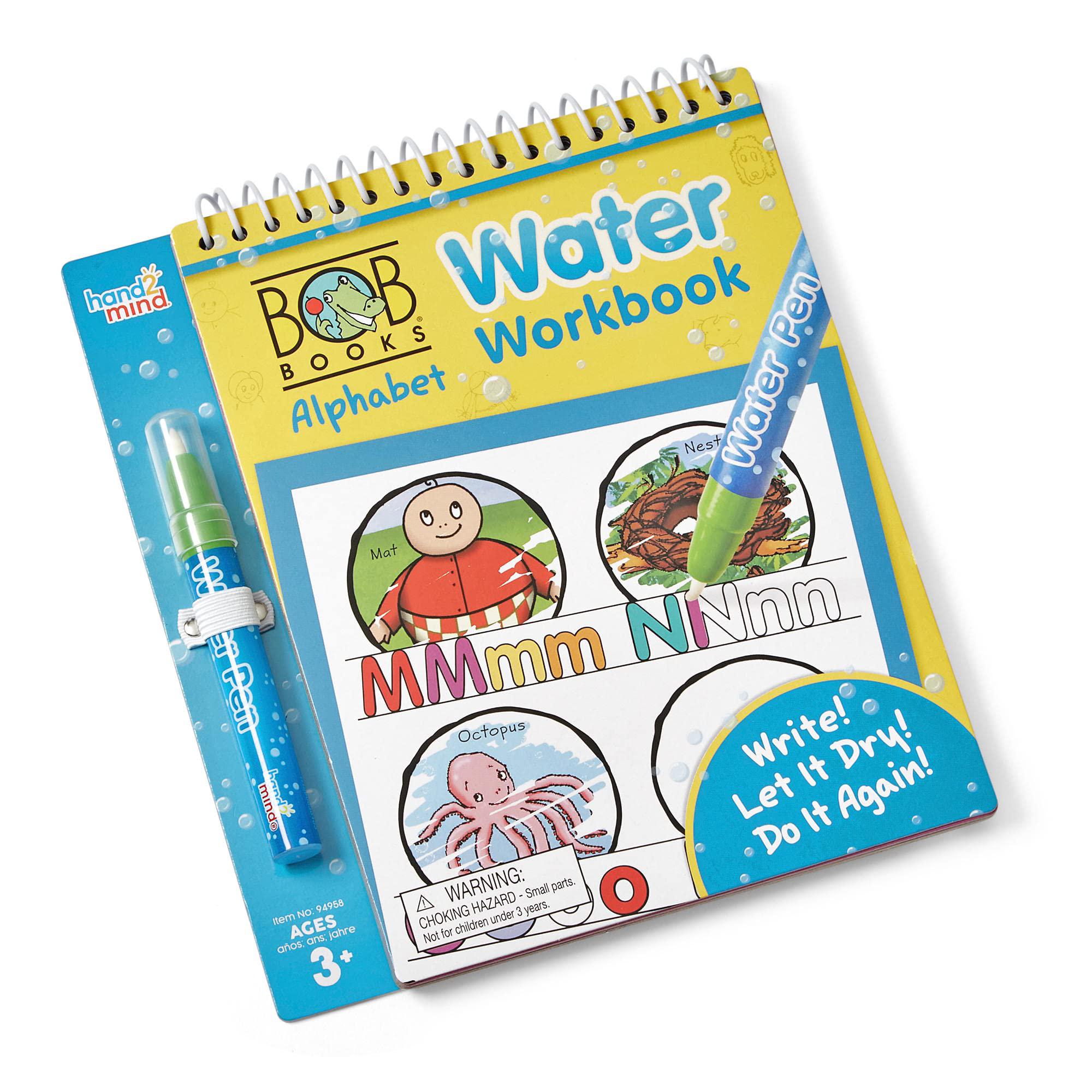 hand2mind bob books alphabet skills water workbook set, water pen coloring books for toddlers, alphabet learning toys, no mes