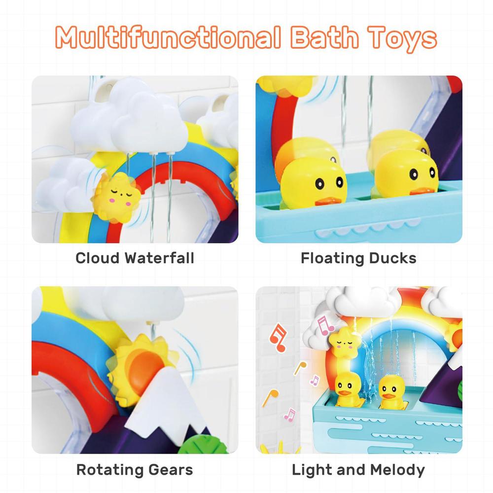 HOLYFUN baby bath toy, interactive light up & musical bathtub toys for toddlers, floating squirting toys for boys and girls