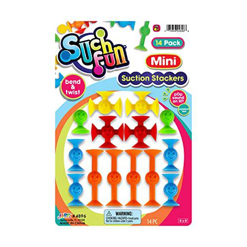 ja-ru such fun mini suction stackers (1 pack, 14 units per pack) fun connect suction cup suckers. kids shower bath toys. stem