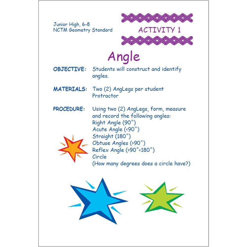 hand2mind anglegs classroom kit with protractors, explore angles ...