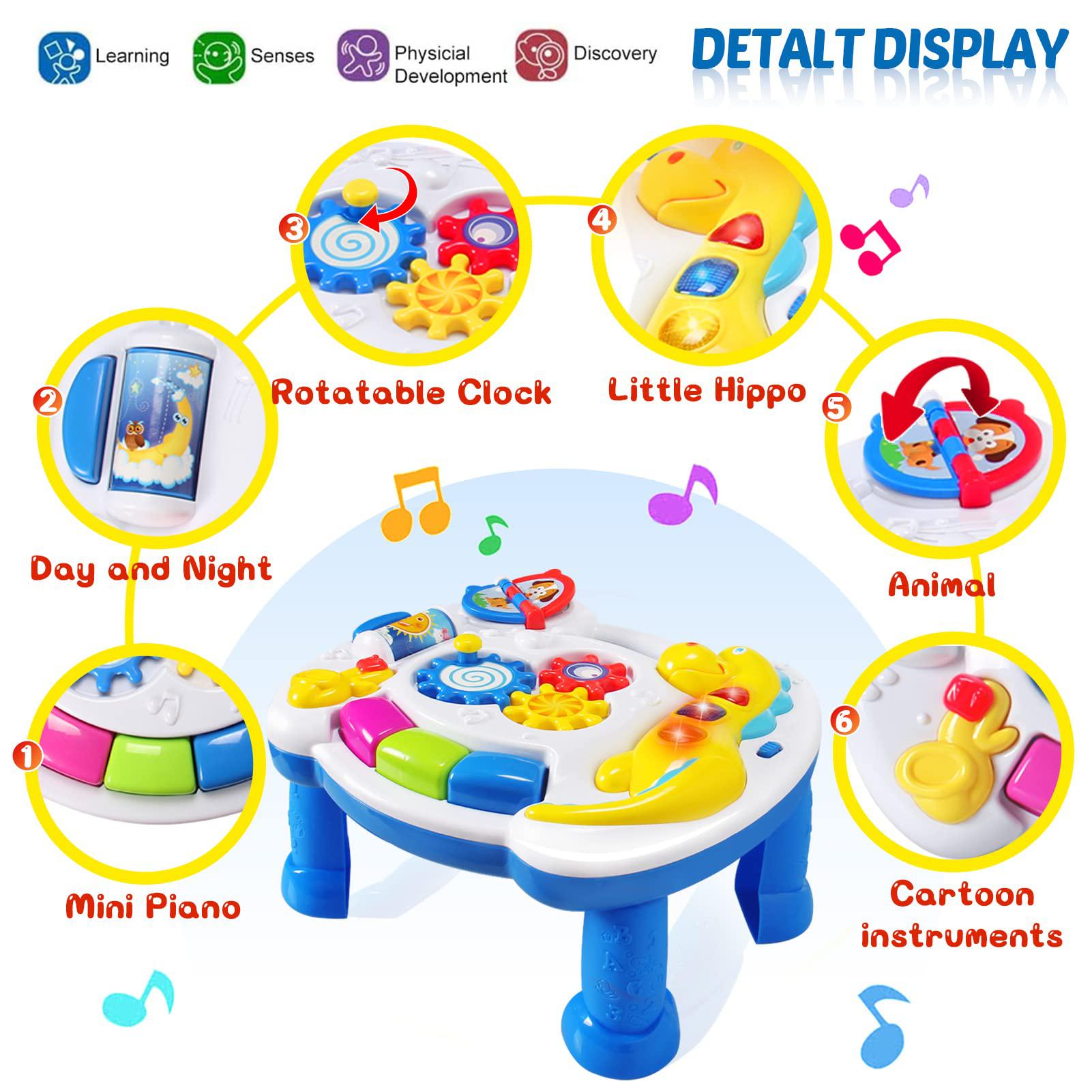 JUEJIAZKIY music activity center table for 6 to 12 months early learning baby toys 12-18 months infant kids christmas birthday gifts for