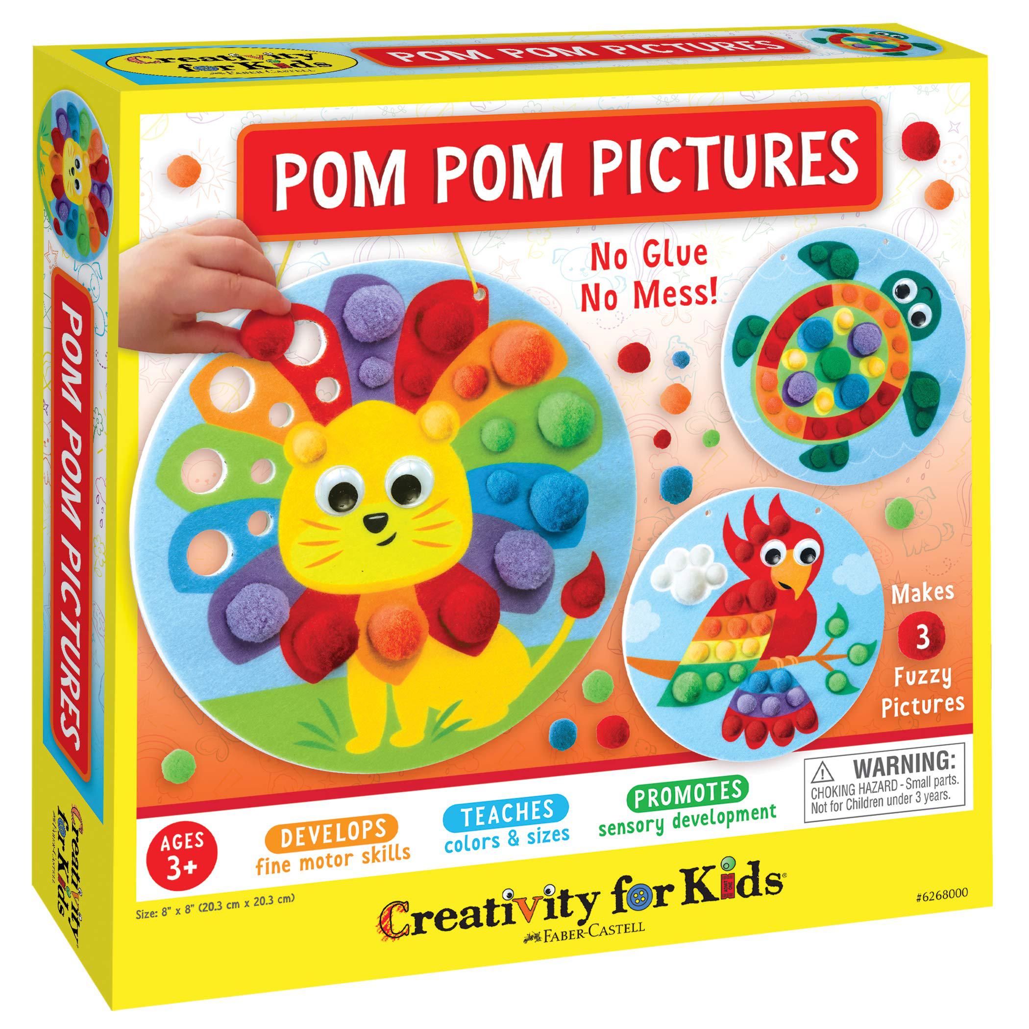 Faber-Castell Creativity for Kids Pom Pom Pictures: Animals - Preschool Learning Activities, Sensory Toys for Toddlers, Toddler Arts and Craft