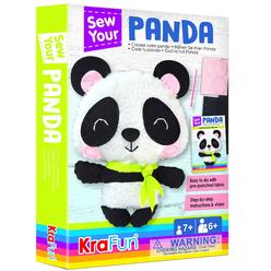 krafun panda animal sewing kit for kids beginner my first art & craft, includes panda doll stuffed animal, instructions & plu