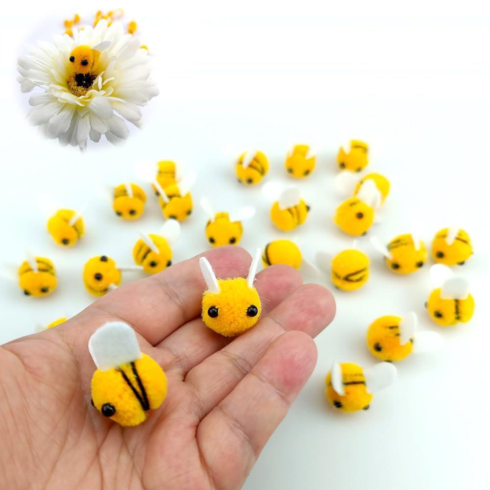 saktopdeco 28 pcs felt bees wool felt for crafts mini bee plush decor ...