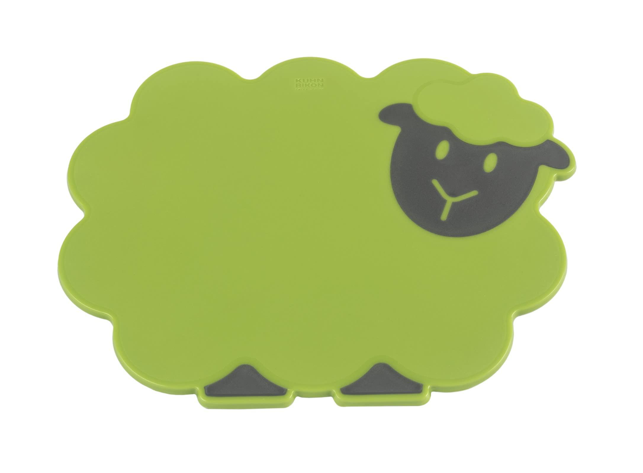 kuhn rikon kinderkitchen kids cutting board, sheep, 9.8" x 9.1" x 4.3", green | child-friendly kitchen tools for real cooking
