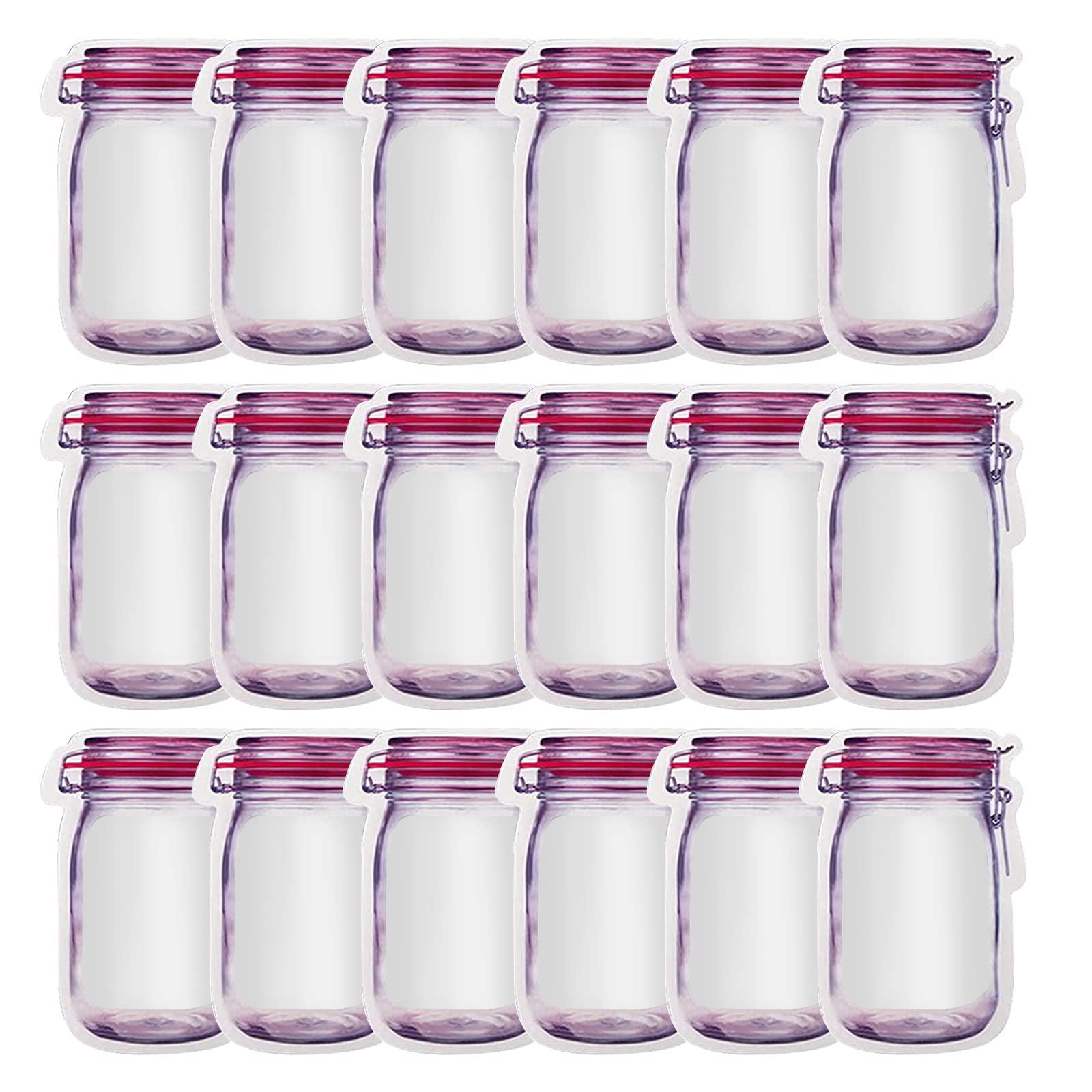 enkrio 18pcs mason jar zipper bags resuable snack bags portable food storage snack zipper bags for kitchen travel camping pic