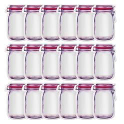 enkrio 18pcs mason jar zipper bags resuable snack bags portable food storage snack zipper bags for kitchen travel camping pic