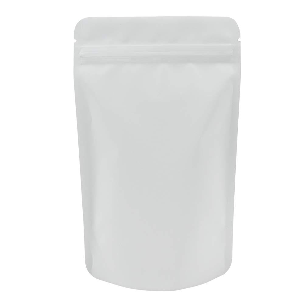 googou matte white resealable zip mylar bag food storage aluminum foil bags smell proof pouches 50pcs (4.33x6.69 in)