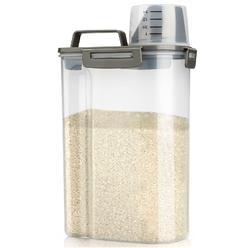 viretec rice airtight storage container, 3 to 5lbs cereal dry food flour bin, pet dog cat food dispenser with measuring cup, 