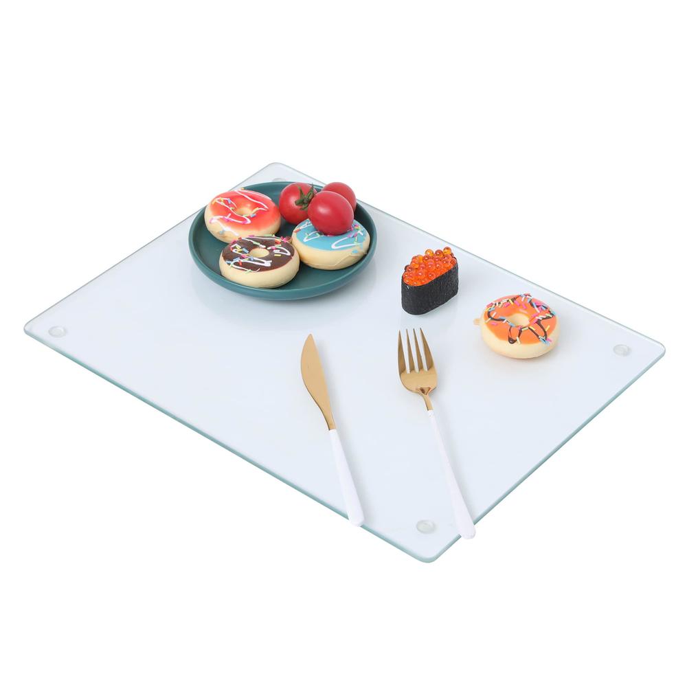 murrey home temperedglass cutting boards for kitchen dishwasher safe, rectanglechopping board with rubber feet, smallclear co