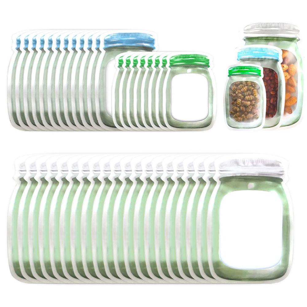 enkrio 40 pcs reusable mason jar zipper bags reusable food storage bags airtight freezer bags snack bags zipper sealed sandwi