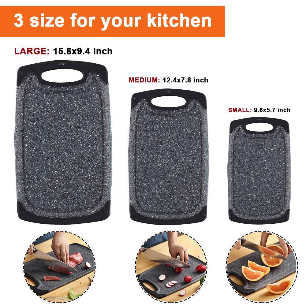 kimiup kitchen cutting board (set of 3),professional chopping boards sets,dishwasher safe cutting boards with juice grooves &