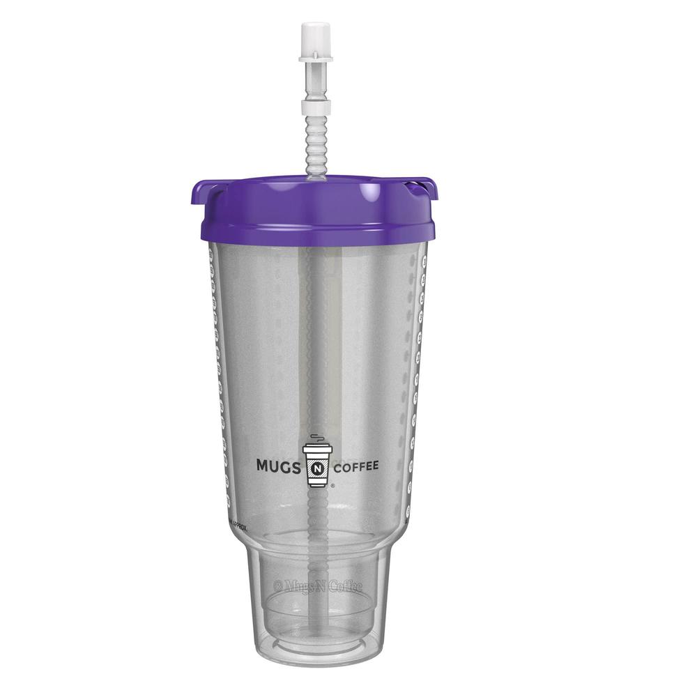 Mugs N Coffee 32 oz double walled hospital mug with straw - car mug fits in most cup holders | travel mug (electron purple)