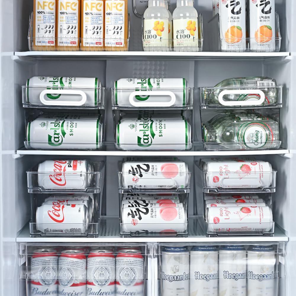 xicennego upgrade 2-tier rolling soda can storage organizer for tall skinny soda/pop cans, soda can dispenser for refrigerato