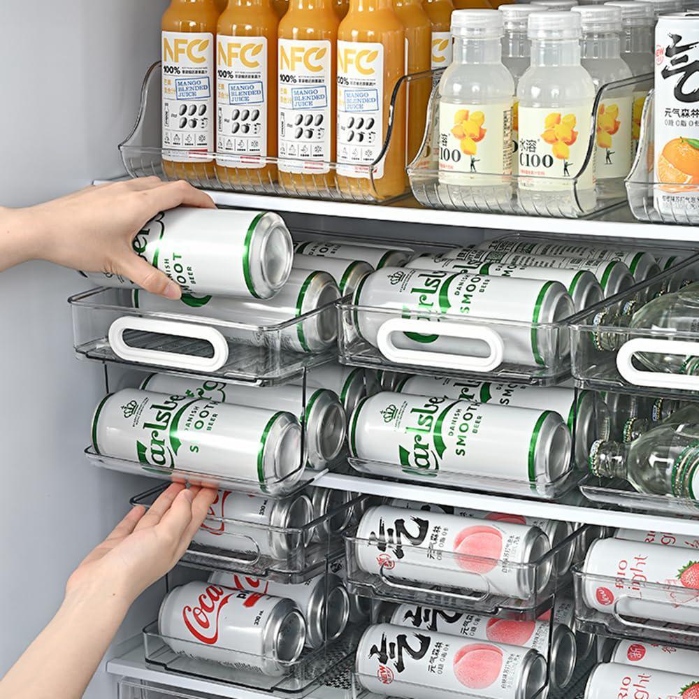 xicennego upgrade 2-tier rolling soda can storage organizer for tall skinny soda/pop cans, soda can dispenser for refrigerato