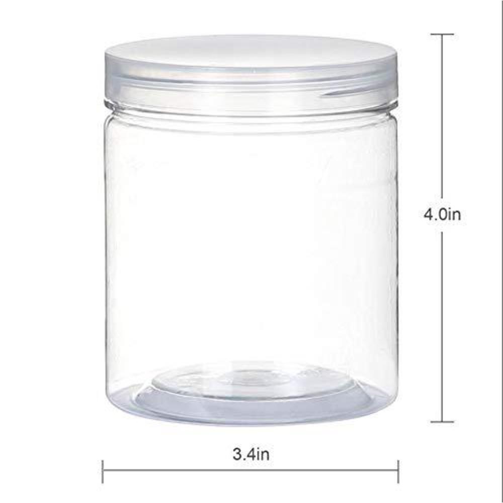 yephets 16 oz plastic jars with lids, 12 pack clear plastic slime containers  for kitchen and household food storage of dry go