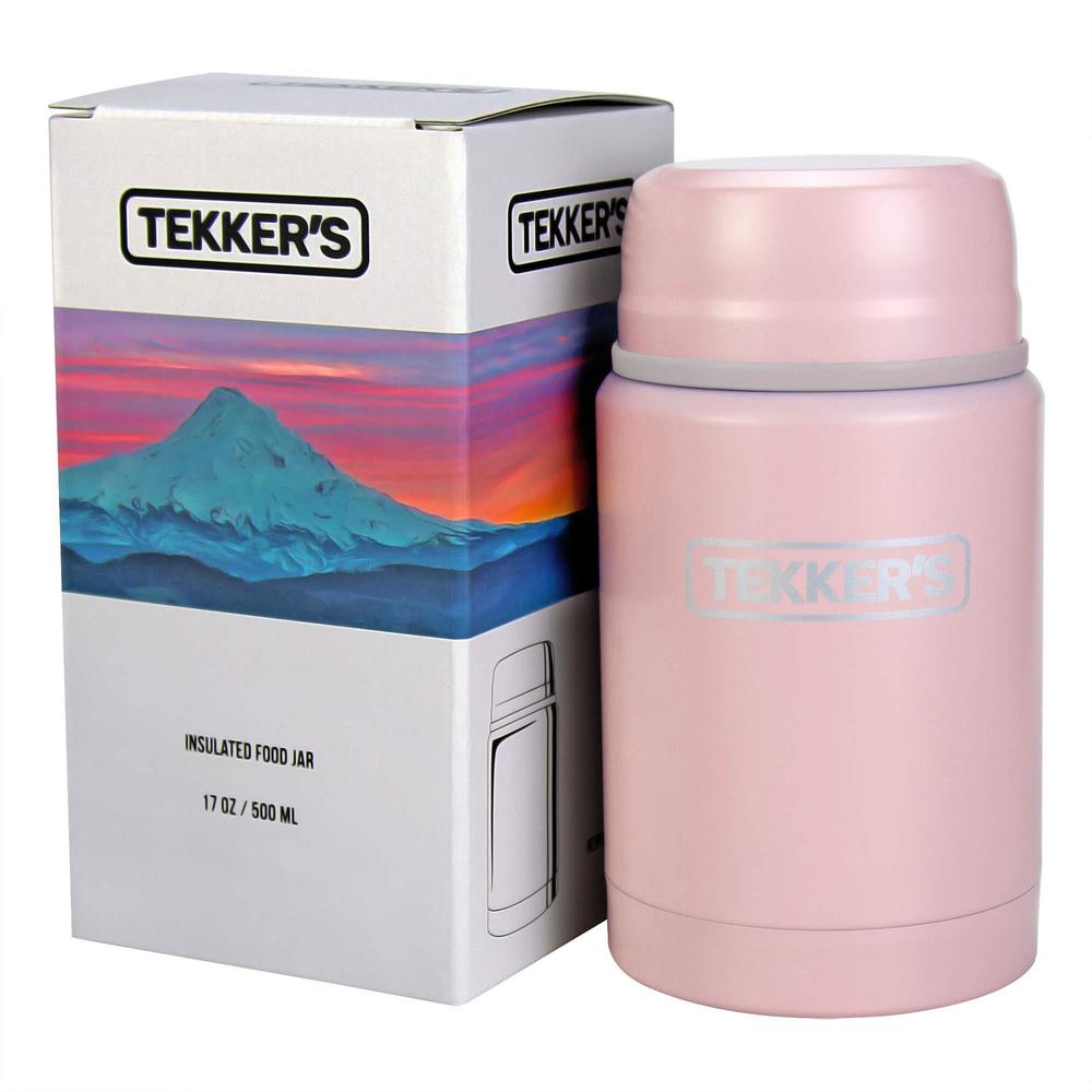 tekker\'s tekker's insulated thermos food jar lunch thermos 17 oz stainless steel container kids vacuum flask folding spoon office trav