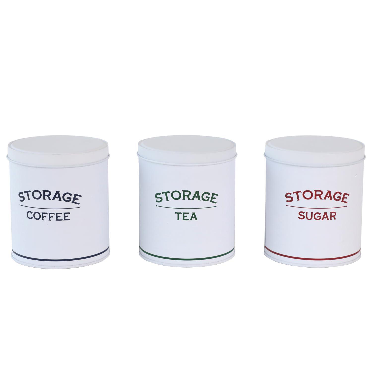 sarkap canisters sets for the kitchen - 3 piece kitchen canisters for countertop, coffee canister tea flour and sugar contain