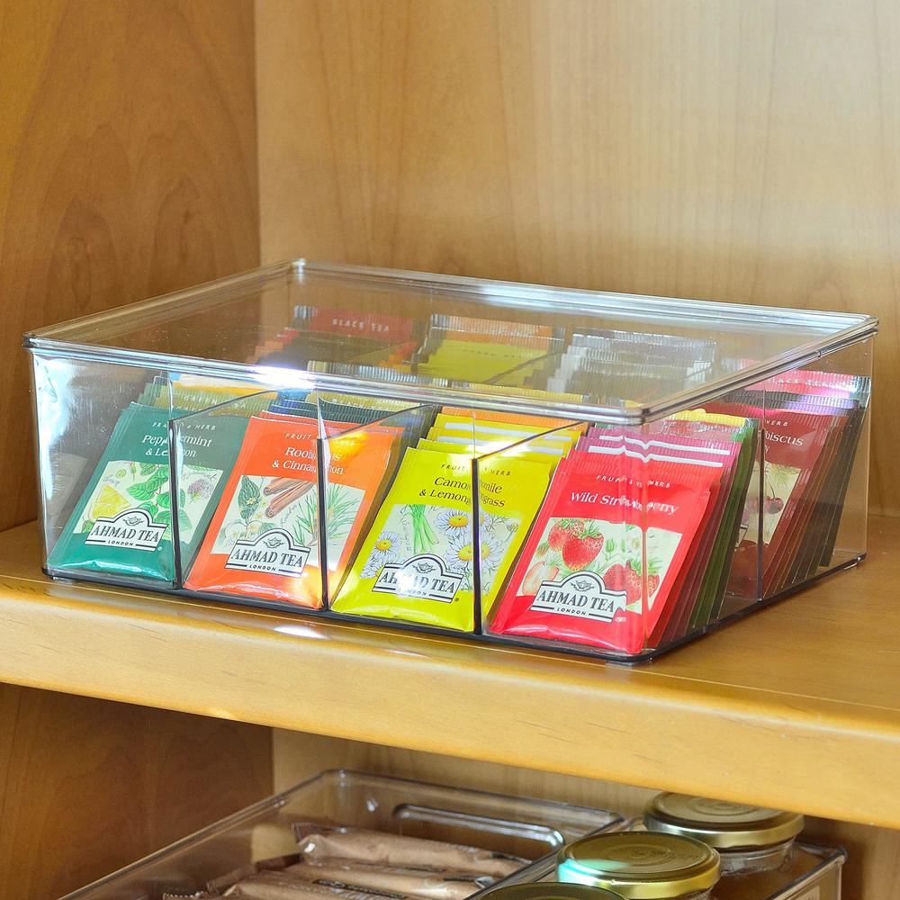 Storage Packet youngever large plastic tea packet organizer with lids, reusable food ...