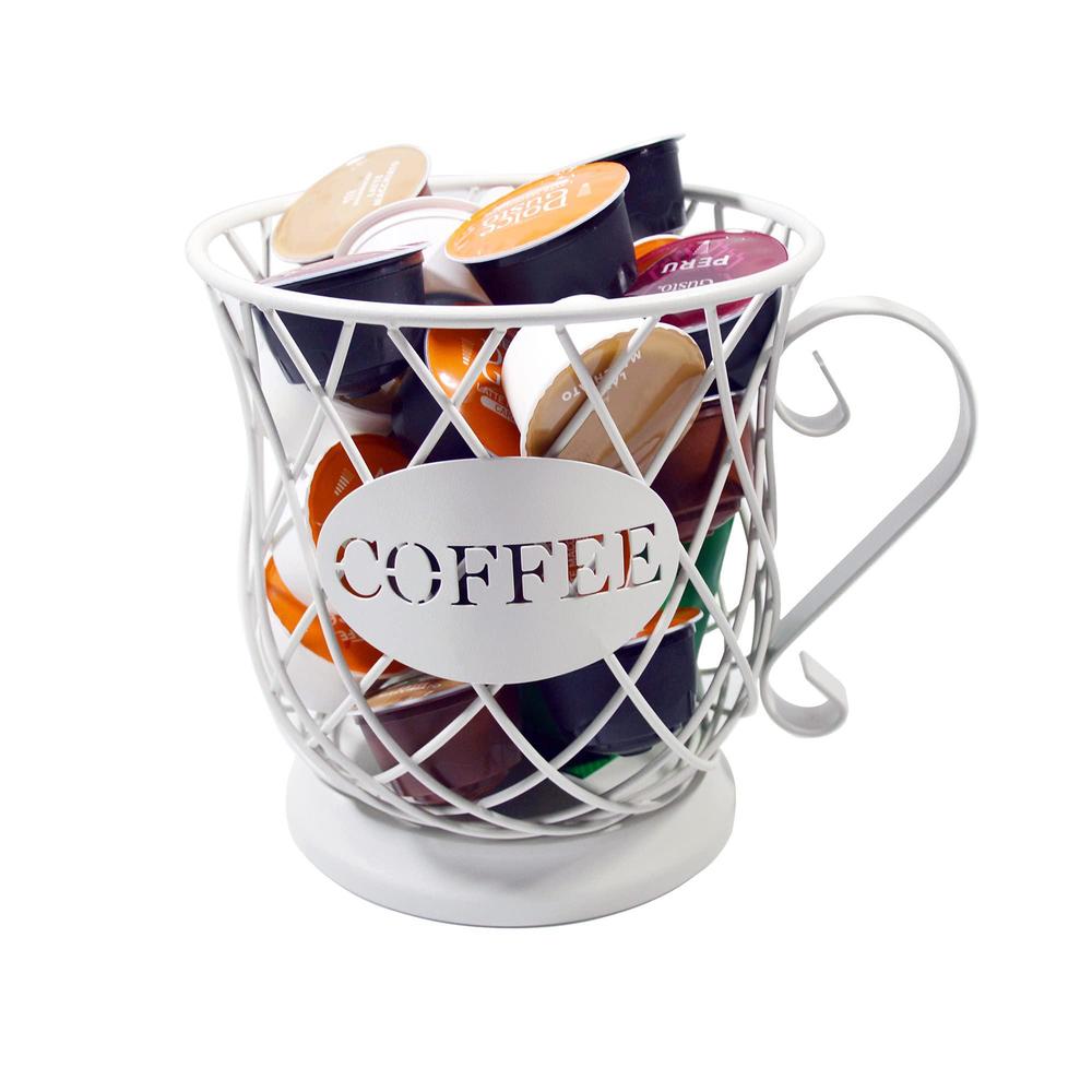 YUSKRECT coffee pod holder mug shape multi use k cup holder coffee station organizer storage wire basket food storage for counter coff